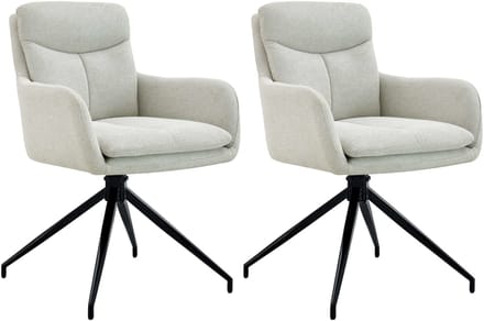 CLP Somers Set van 2 eetkamerstoelen - met armleuning - Draaibare fauteuil - Stof/creme