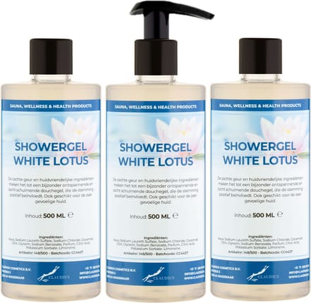 Douchegel White Lotus 500 ml - set van 3 stuks - met gratis pomp - Showergel