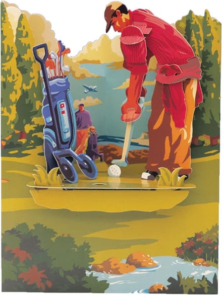 Interactieve 3D Wenskaart - Golf Thema, Pop-up Groet