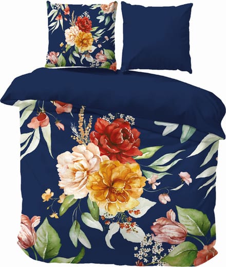 iSleep Dekbedovertrek Simone - Eenpersoons - 140x200/220 cm - Donker Blauw