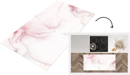 Keukenloper - Loper keuken - Marmer - Rood - Wit - 120x60 cm - Keukenloper vinyl