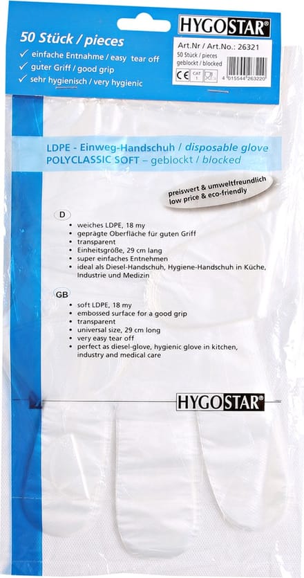LDPE handschoen wegwerp Polyclassic Soft - transparant - maat L - 50 stuks