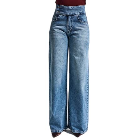 It's Basic - Palazzo Mid Rise Jeans - Aqua
