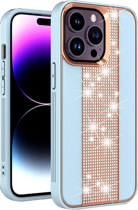 Diamond Plating Frosted Hoesje Geschikt voor: iPhone 14 Pro Max - Blauw