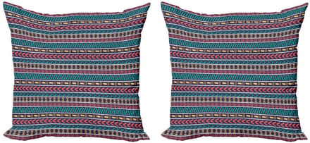 ABAKUHAUS Gestreepte Kussenhoezen – Set 2x40x40 cm – Dubbelzijdige Print – Microvezel – Multicolor