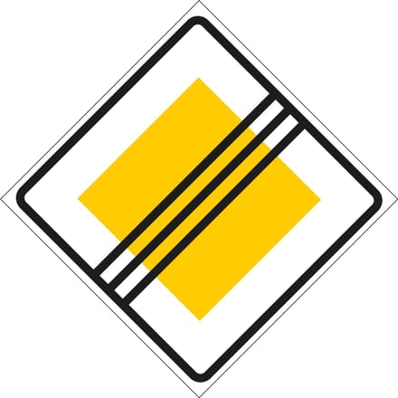 Einde voorrangsweg sticker, B2 100 x 100 mm