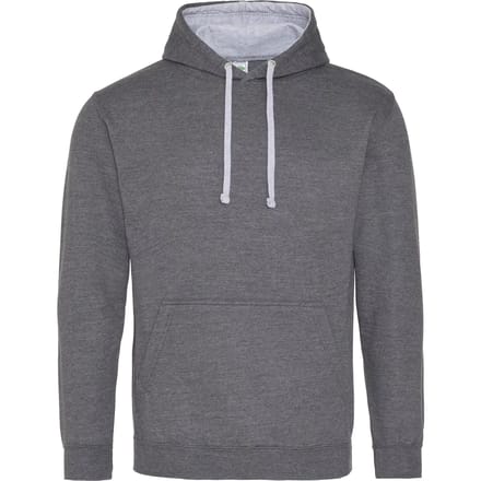 Just Hoods Varsity Hoodie JH003 - Charcoal (Heather)/Heather Grey - L
