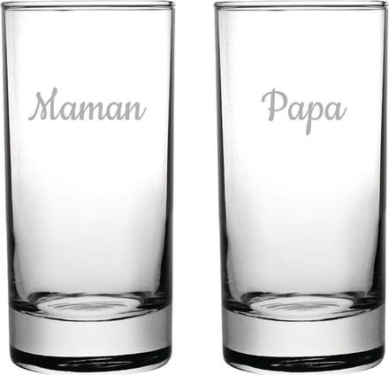 Longdrinkglas gegraveerd - 28,5cl - Maman & Papa