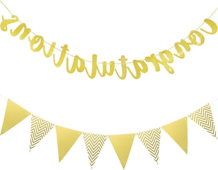 Gouden Afstudeerbanner 2023 - Set van 2 Triangle Vlaggen voor Bruiloft, Babyshower en Verjaardagsfeest