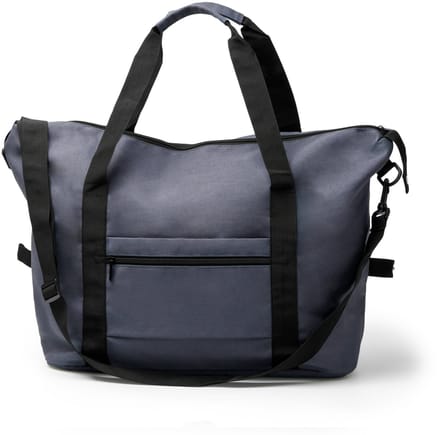 Donker Blauwe (gerecycled) canvas, hoofdvak met binnenvak. 43 liter