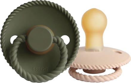 FRIGG Rope Fopspeen Croissant / Olive 0-6 Mnd 2 Stuks