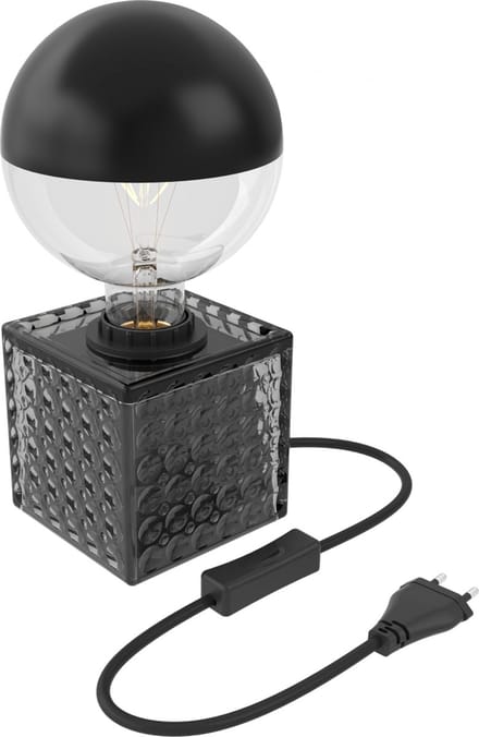 Calex Tafellamp Glas Vierkant - E27 Fitting - Zwart - Excl. lichtbron