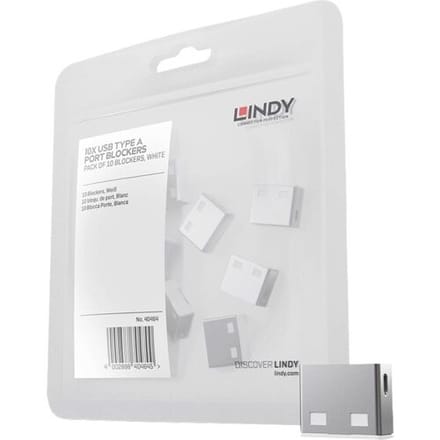 LINDY USB-A-poortslot USB Port Lock Set van 10 stuks Wit Zonder sleutel 40464