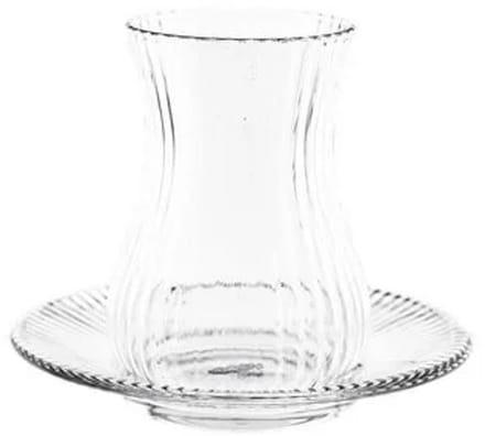 Mulex theeglazen set – MX151576 – hittebestendig – helder – 6x200 ml, geribbeld