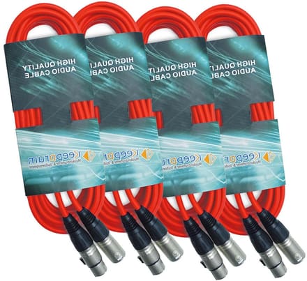 Microfoonkabel XLR - XLR kabel set - Muziekoptredens - Hoge kwaliteit - 4x 10 meter - Rood