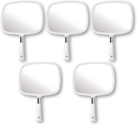 Grote handspiegel met handvat - wit - 5-pack - 33 cm x 23 cm