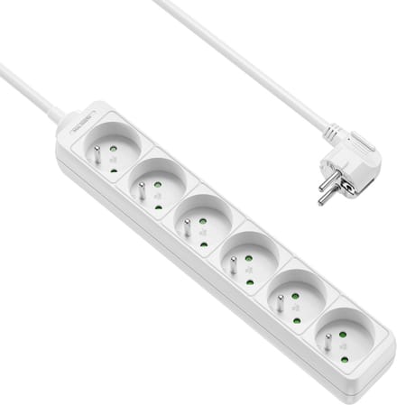 Allteq - Stekkerdoos met penaarde - 6-voudig - 3 meter - Wit