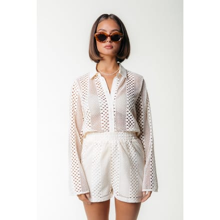 Colourful Rebel Nolita Crochet Short Off White Größe: XL | Blusen Outlet | Damen | Weiß