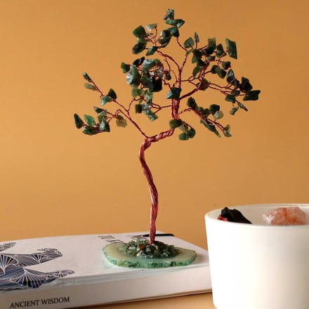 Ancient Wisdom Edelsteenboom Groene Aventurijn – Groene Agaat Basis – 100 Stenen – Decoratieve Edelsteenboom