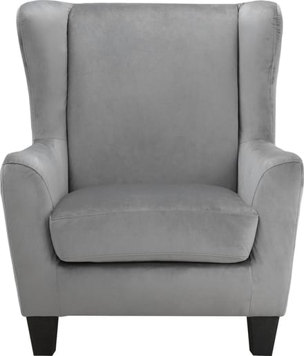 Zhili - Gestoffeerde Accent Stoel met Kruk in Fluweel Grijs (101 x 84 x 84 cm)