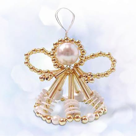 Kralen engel knutselset "Arielle", ca. 7cm - Goud/Wit