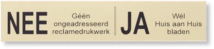 Brons look Brievenbus sticker - NEE JA - messing, 125 x 25 mm
