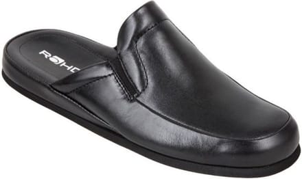 Rohde - heren Pantoffel  - leer - zwart - 6607-90 - Maat 43