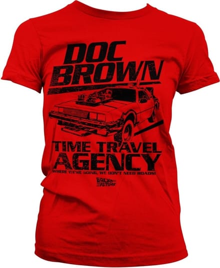 Back to the Future Doc Brown Time Travel Agency Girly Tee dames-T-shirt rood