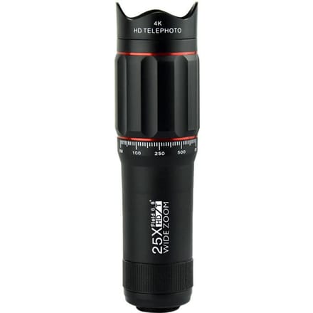 Téléobjectif HD 25x, caméra universelle externe, objectif de télescope pour téléphone portable black