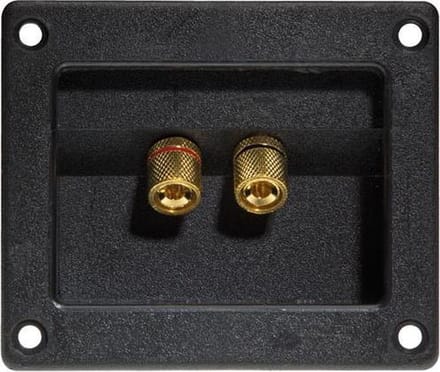 HQ-Power Luidsprekeraansluiting, rechthoekig, vergulde terminals, 92 x 78 mm, zwart