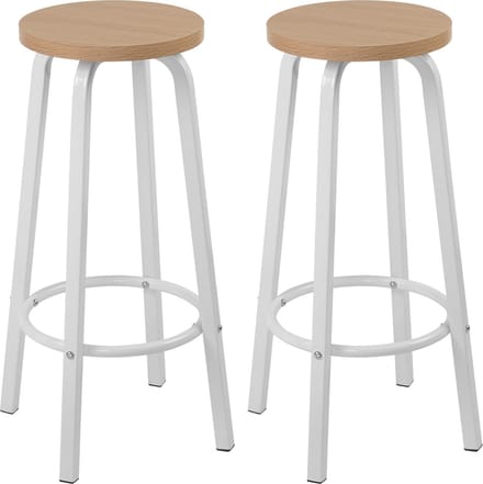 Barkruk - Set van 2 - Zonder rugleuning - Wit/bruin - 30x30x70cm