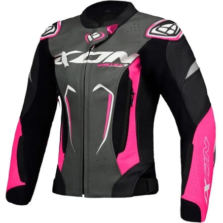 Ixon Vortex 3 JKT L Zwart Roze Wit Dames Leren Motorjas - Jas