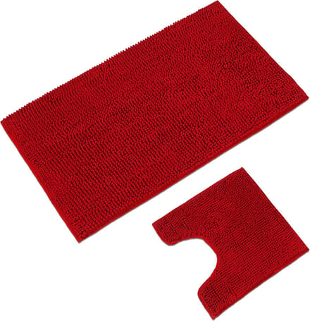 Badmatset 2-delig - Antislip Wasbare Badmat met WC-uitsparing - Rood