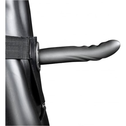 Ouch - Holle Strap-on dildo met ribbels 20 cm - Grijs