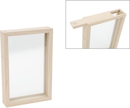 Hobbygroep houten frame - creatief speelgoed met glazen plaat 30x20x5 cm.
