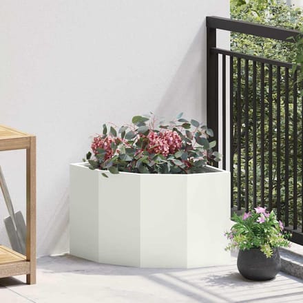 vidaXL Hoek Plantbak Wit 45 x 45 x 35 cm Staal