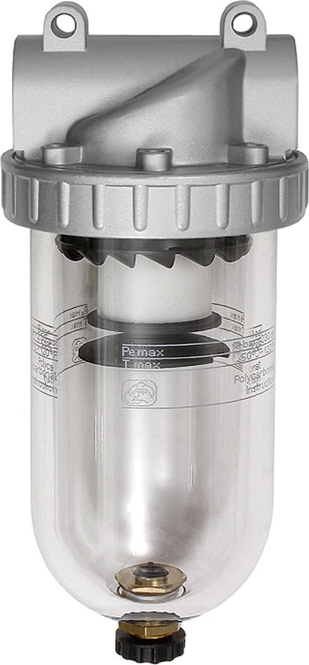 RIEGLER Filter »Standard« - Polycarbonaat Behuizing - 5 µm - Maat 3 - G 1/2 - Max. 16 bar