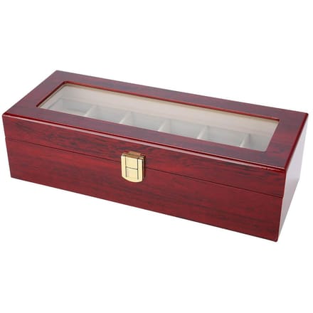 Boîte de rangement pour montres en bois à 6 compartiments gray