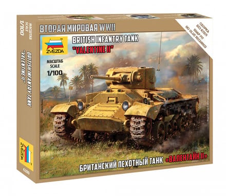 Zvezda Modelbouwpakket Militaire voertuigen - 6280 British Infantry Tank -Valentine” II Plastic - 1:100 - Modelbouw
