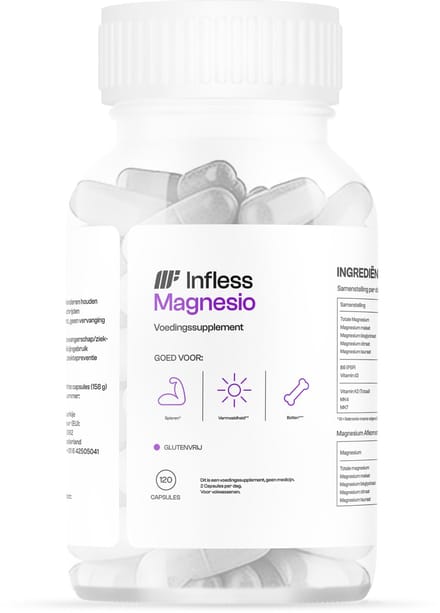 Infless Magnesio - Magnesium Complex met 4 vormen - Vitamine D3 - Vitamine K2 - Vitamine B6 - Spieren & Energie - 120 Capsules