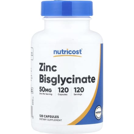 Nutricost, Zink Bisglycinaat, 50 mg, 120 Capsules