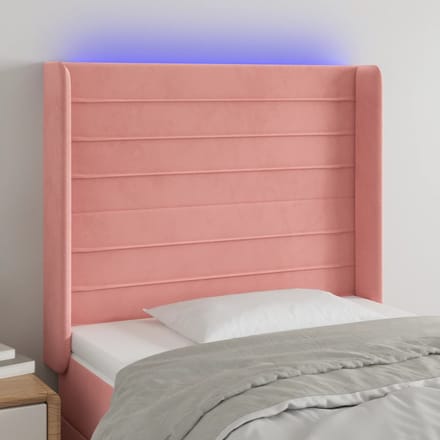 vidaXL - Hoofdbord - LED - 93x16x118/128 - cm - fluweel - roze