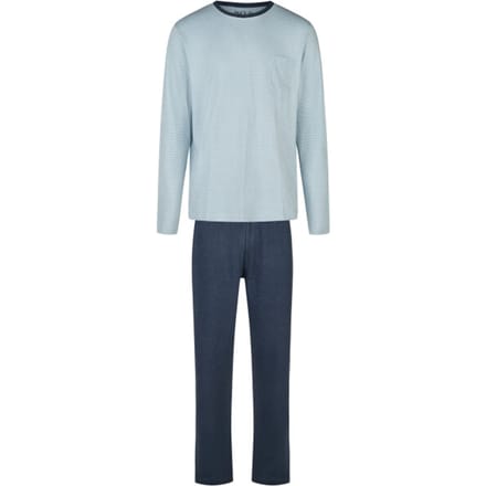 Phil & Co Heren Pyjama Set Interlock Lichtblauw Gestreept/Donkerblauw - Maat M