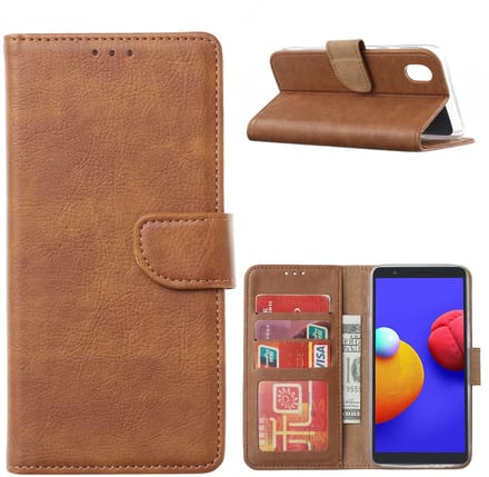Hoesje Geschikt Voor Samsung Galaxy A01 Core Hoesje book case met Pasjeshouder - Bruin