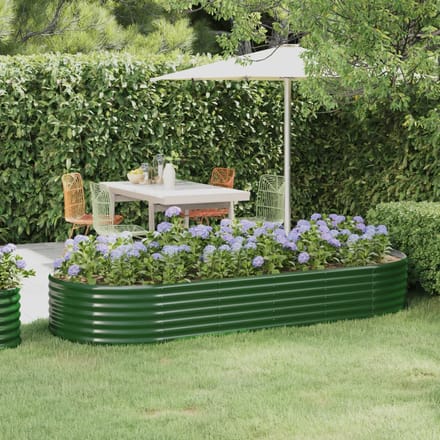vidaXL - Plantenbak - 249x100x36 - cm - gegalvaniseerd - staal - groen