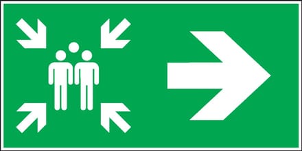 Verzamelplaats bord met pijl rechts - aluminium 400 x 200 mm
