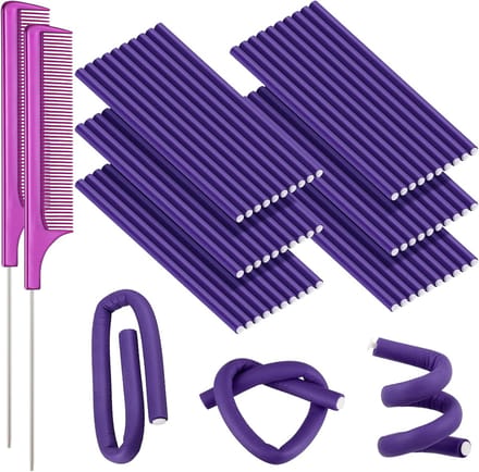 60 Stuks Flexibele Haarrollers Set voor Natuurlijke Krullen Zonder Hitte