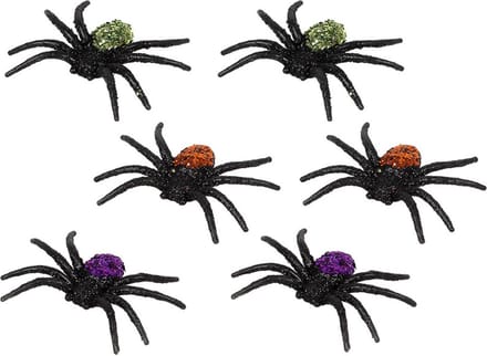 ATOSA - 6 spinnen glitter kunststof 7,5 x 5,5 x 1,3 cm