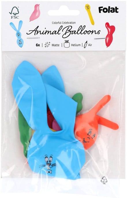Dieren ballonnen - Stripetastic - Assorti - 6 stuks