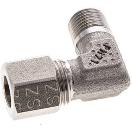 8LL & M10x1 (con) RVS L-Vorm Snijringkoppeling Buitendraad 100bar ISO 8434-1